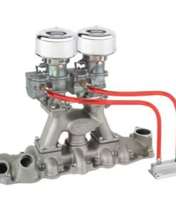 Chrome 9 Super 7® 2x2 Carb/Meyer Intake Kit, 1949-53 Flathead